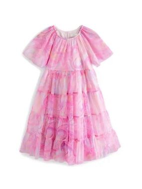 Next Level Apparel Pink Multi-Tone Tiered Tulle Dress